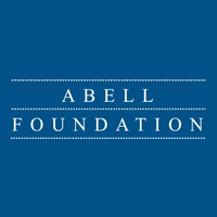 Abell Foundation logo white text on blue background